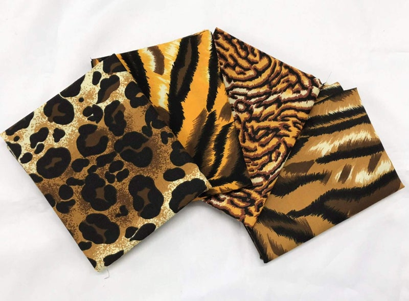 AMORNPHAN Set of 4 Tiger Leopard Animal Pattern Printed Cotton Quilting Fabric Bundle for Patchwork Needlework DIY Handmade Sewing Crafting Scrapbooking Precut 18 x 22 Inches (Set of 4 Pieces) - Image 3